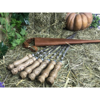 Шампуры для мяса и люля-кебаб Элит 6 шт (720 х 12 х 3 мм) в кожаном чехле ручной работы