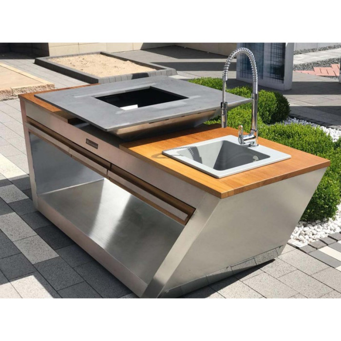Уличная кухня Quan Rolling Kitchen SilverEdition GAS на газу с мойкой и водонагревателем - 1002039