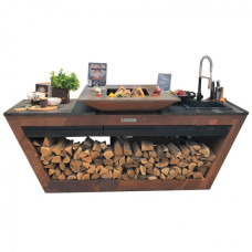 Уличная кухня Quan Quadro Rolling Corten с мойкой - 1001046