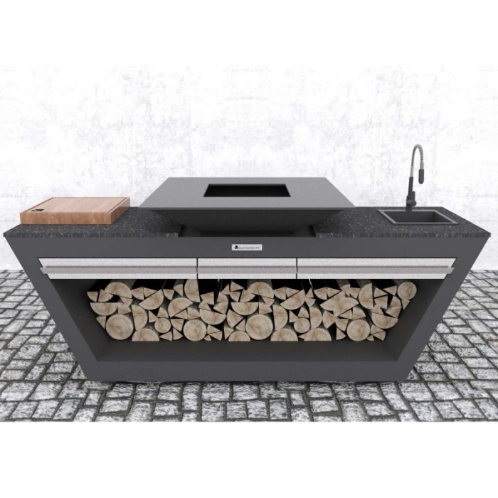 Уличная кухня Quan Rolling Kitchen Carbonc мойкой и водонагревателем - 1002035