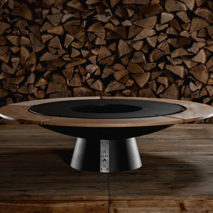 Дровяной очаг AHOS BIG SPHERE LOW 100 см со столом, черный - axos_big_sfera_wood