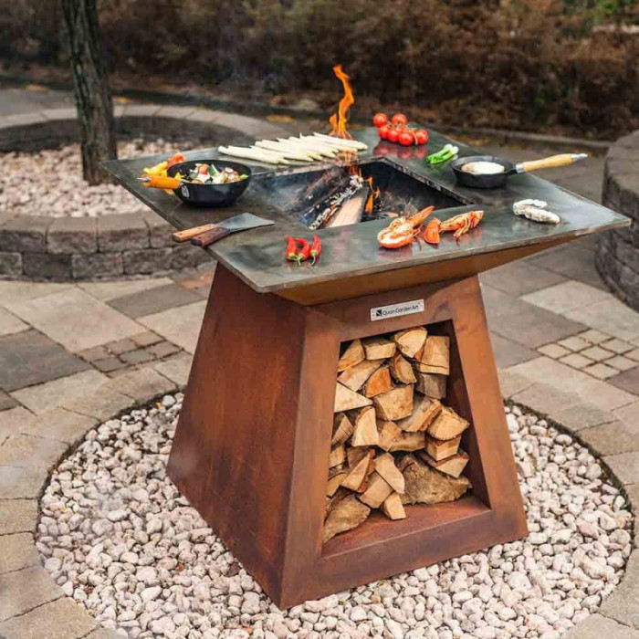 Дровяной гриль Quan Quadro Premium Large Corten 100 х 100 - QN91021