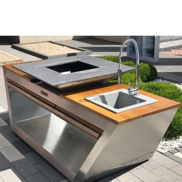 Уличная кухня Quan Rolling Kitchen SilverEdition с мойкой и водонагревателем - 1002036