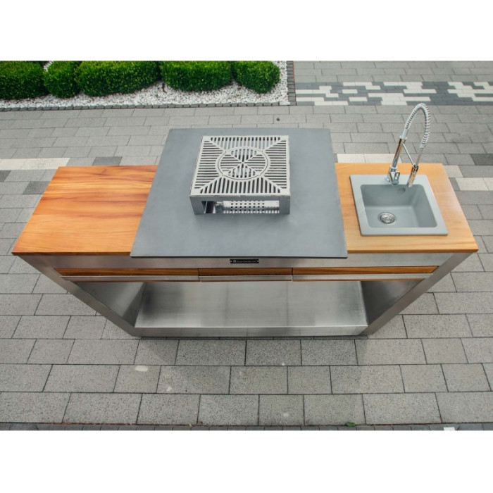 Уличная кухня Quan Rolling Kitchen SilverEdition с мойкой и водонагревателем - 1002036