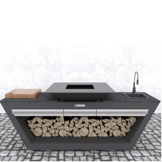 Уличная кухня Quan Rolling Kitchen Carbon GASс мойкой и водонагревателем на газу - 1002038