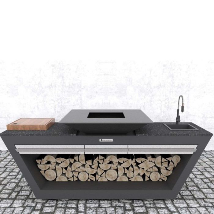 Уличная кухня Quan Rolling Kitchen Carbon GASс мойкой и водонагревателем на газу - 1002038