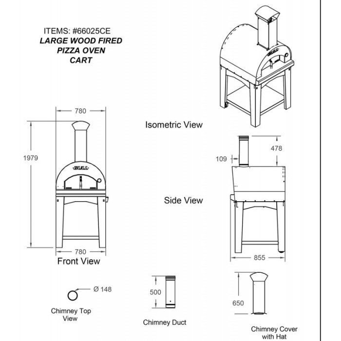 Дровяная печь для пиццы BULL L Pizza Oven - 66025