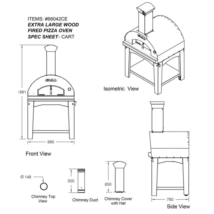 Дровяная печь для пиццы BULL XL Pizza Oven - 66042