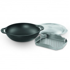 Чугунная сковорода Вок со вставкой-пароваркой и крышкой для Weber Gourmet BBQ System - 8856