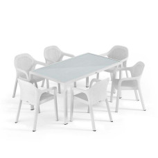Садовый комплект стол 160 х 90 см + 4 стула Lechuza, белый - 10930-7