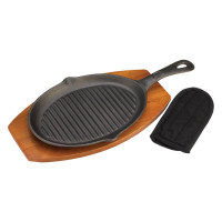 Чавунна сковорода з дерев'яною підставкою Grill Pro - 98170