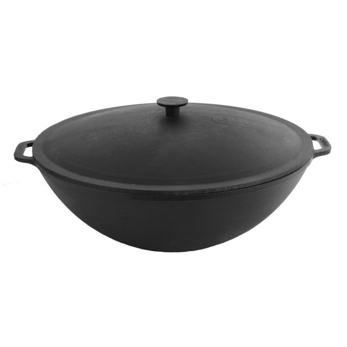 Чугунная сковорода WOK 8 л с чугунной крышкой и чехлом