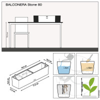 Вазон Lechuza Balconera Stone 80, сірий-камінь