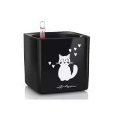 Вазон Lechuza Сube Glossy Cat 4, черный блестящий