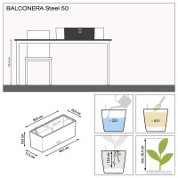 Вазон Lechuza BALCONERA Steel 50, перлинно-сірий