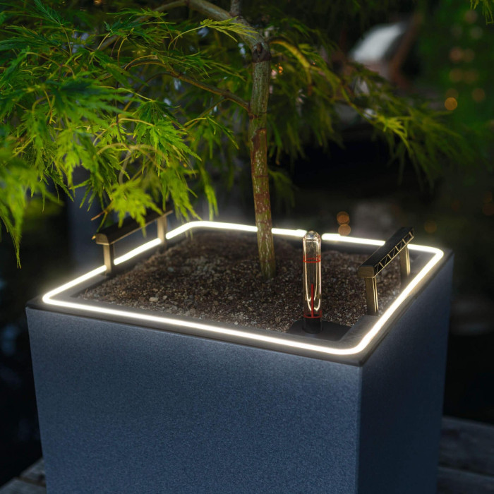Вазон Lechuza CANTO stone 30 LED low, светло-серый