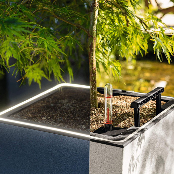 Вазон Lechuza CANTO stone 30 LED high, светло-серый