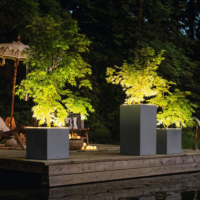 Вазон Lechuza CANTO stone 30 LED high, светло-серый
