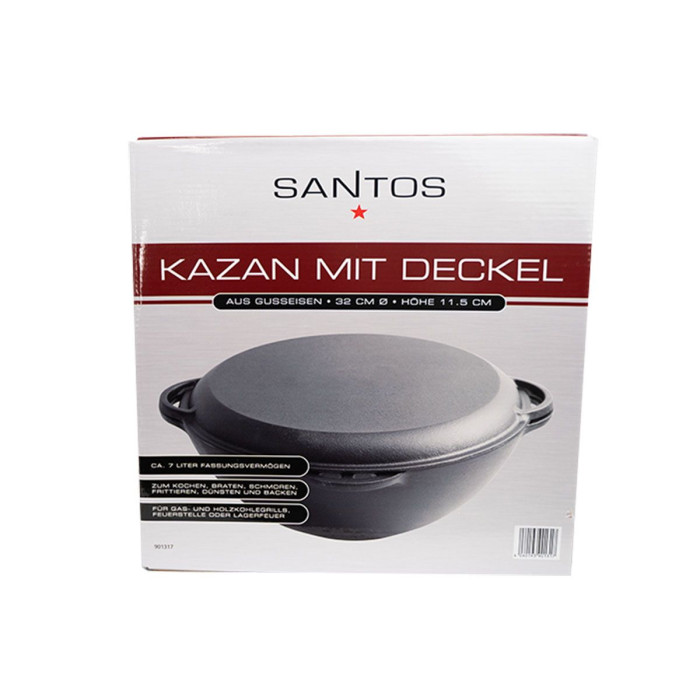 Чавунний казан з кришкою SANTOS 8л, 28,2 х 32 х 11,5 см 901317