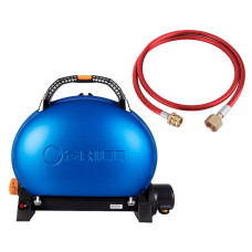 КОМПЛЕКТ Портативный переносной газовый гриль O-GRILL 500, синий  + шланг