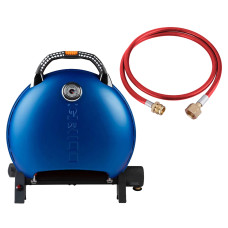 КОМПЛЕКТ Портативный переносной газовый гриль O-GRILL 600T, синий + шланг