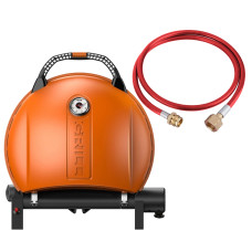 КОМПЛЕКТ Портативный переносной газовый гриль O-GRILL 900, оранжевый + шланг