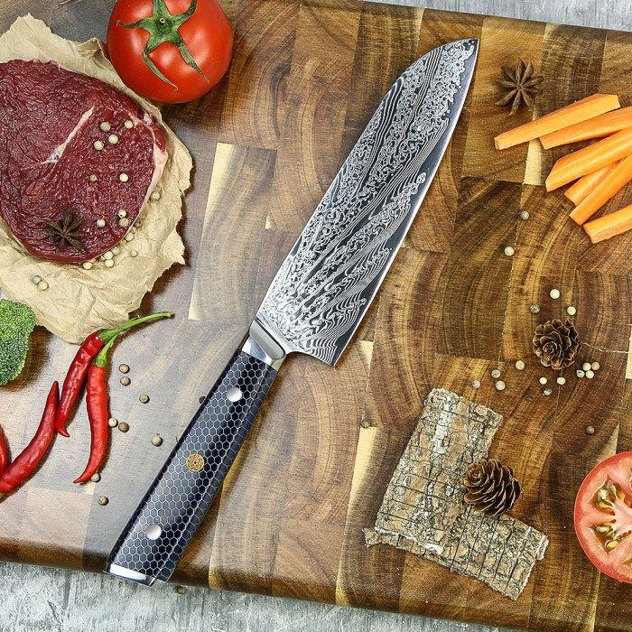 Профессиональный нож Santoku 18 см из дамасской стали GRILLI 777142