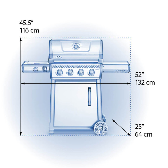 Газовый гриль Napoleon Freestyle 425 с боковой конфоркой Sizzle Zone и дверкой, графитовый F425DSIBPGT-RC