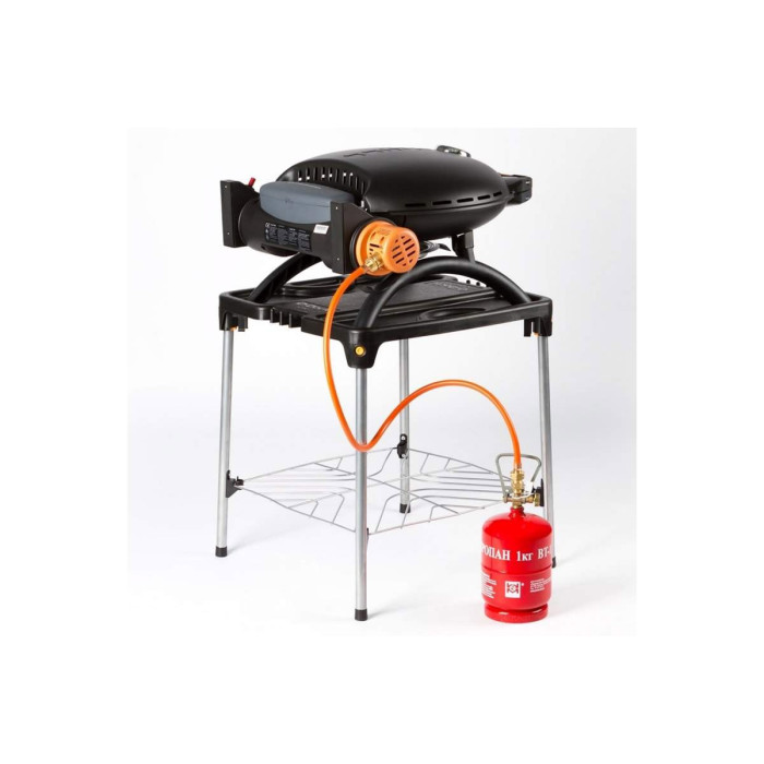КОМПЛЕКТ Портативний переносний газовий гриль O-GRILL 500, чорний + шланг