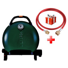 КОМПЛЕКТ Портативный переносной газовый гриль O-GRILL 600T, зеленый + шланг