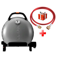КОМПЛЕКТ Портативный переносной газовый гриль O-GRILL 600T, серебро + шланг
