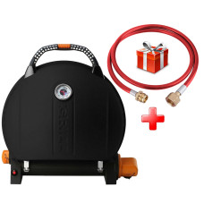КОМПЛЕКТ Портативный переносной газовый гриль O-GRILL 900, черный + шланг