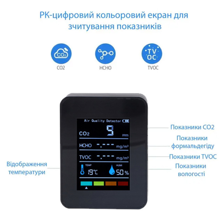 Монитор качества воздуха GRILLI 5в1 Black 777663