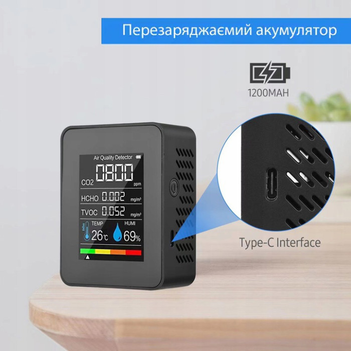 Монитор качества воздуха GRILLI 5в1 Black 777663