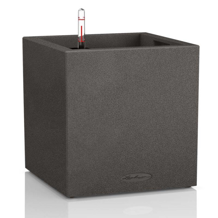 Вазон Lechuza Canto Stone Low 30, графитово-черный
