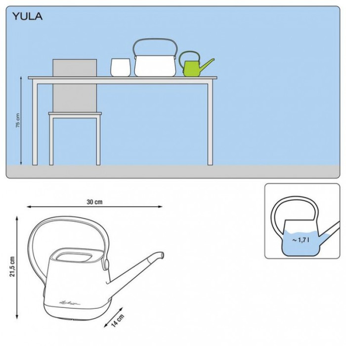 Лейка Lechuza Yula 30x14x22см, белый/серый