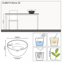 Вазон Lechuza Cubeto Stone 30 Графитово-черный