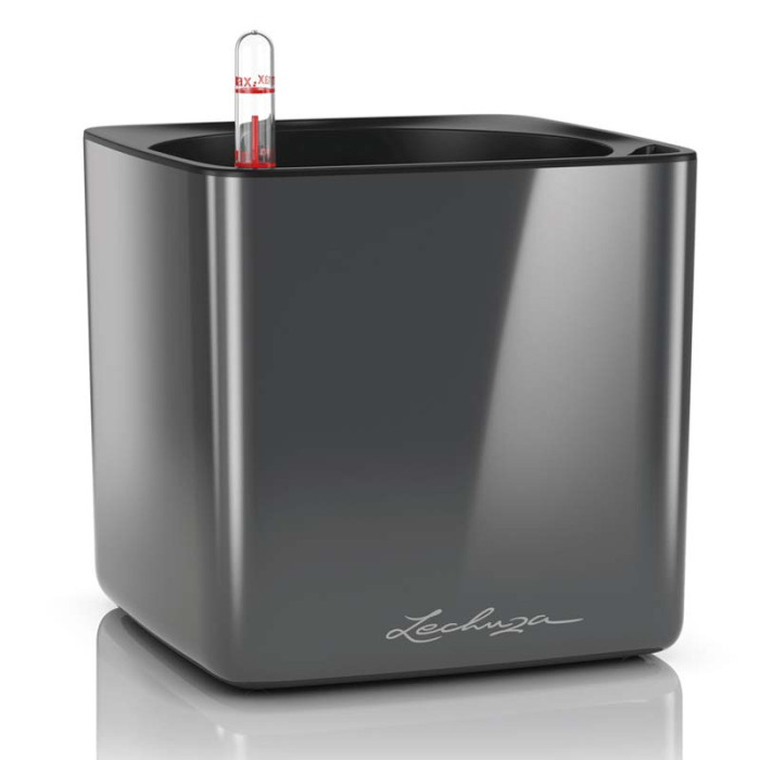 Вазон Lechuza Cube Glossy 16, антрацит