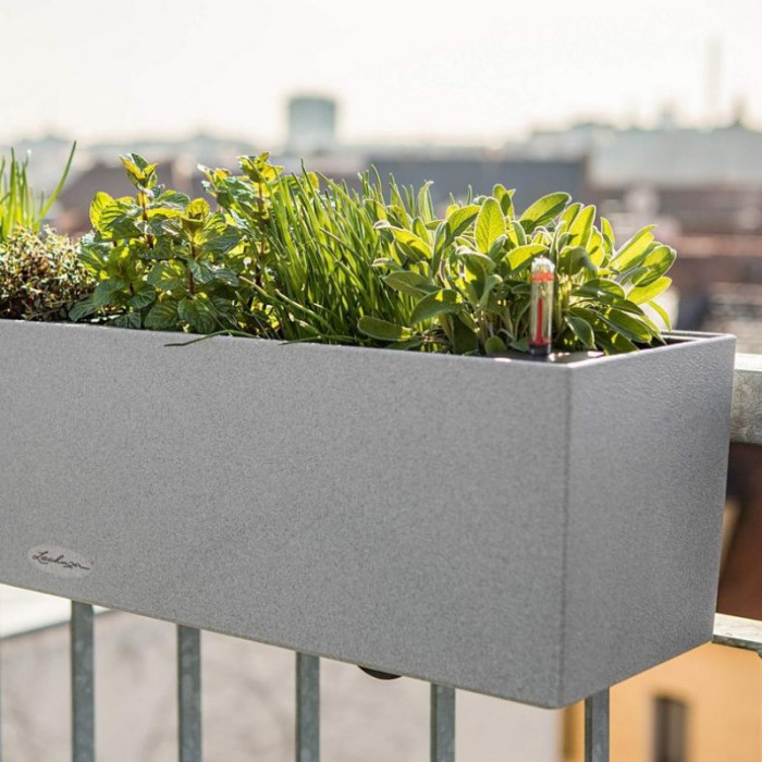 Вазон Lechuza Balconera Stone 80, графитово-черный