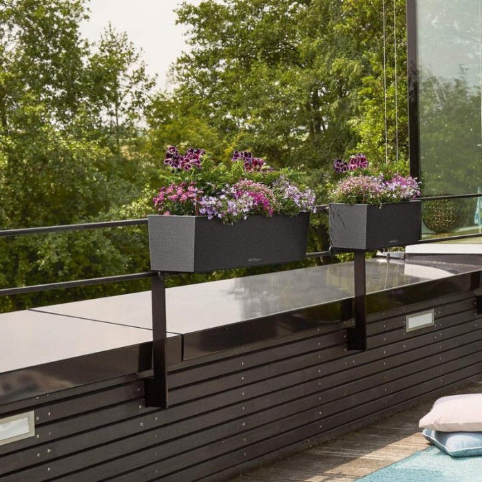 Вазон Lechuza Balconera Stone 80, графитово-черный