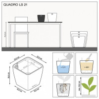 Вазон Lechuza Quadro Premium LS 21, белый