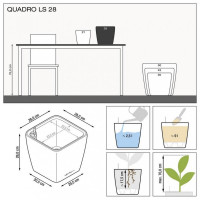 Вазон Lechuza Quadro Premium LS 28, серо-коричневый